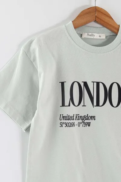 Su Yeşili (6-9 Yaş) London Baskılı Erkek Çocuk Takım 464919