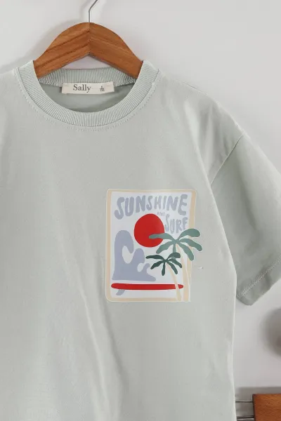 Su Yeşili (6-9 Yaş) Sunshine Baskılı Erkek Çocuk Takım 464913