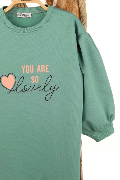 Su Yeşili (7-10 Yaş) You Are So Baskılı Kız Çocuk Tunik 155291