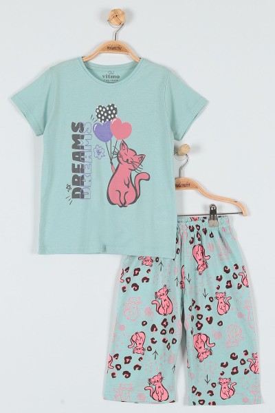 su-yesili-7-9-yas-kedi-balonlu-baskili-kaprili-kiz-cocuk-pijama-takimi-182014
