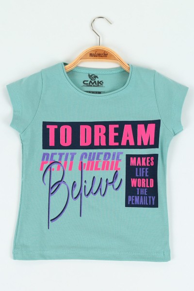 su-yesili-8-12-yas-dream-baskili-kiz-cocuk-tisort-119990