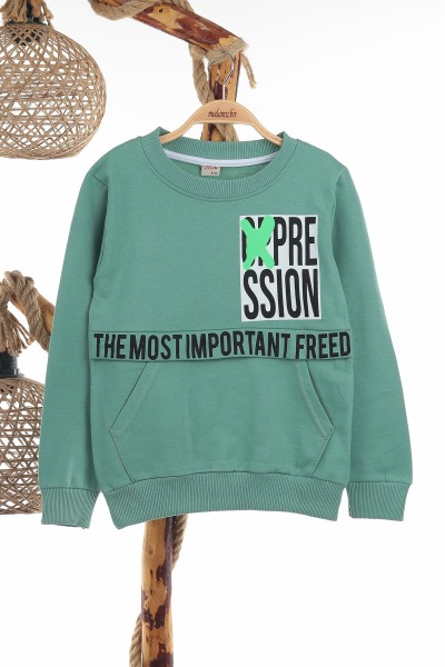 su-yesili-8-12-yas-freedom-baskili-iki-ip-sardonlu-erkek-cocuk-sweat-139793