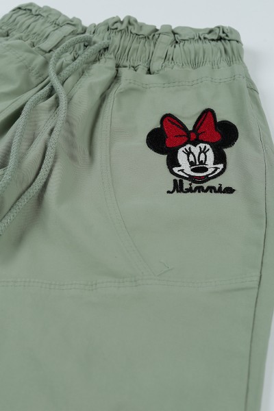 Su Yeşili (8-12 Yaş) Minnie Mouse Nakışlı Lastikli Kız Çocuk Pantolon 94801