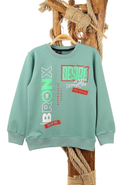 Su Yeşili (9-12 Yaş) Bronx Desire Baskılı Erkek Çocuk Sweat 150942