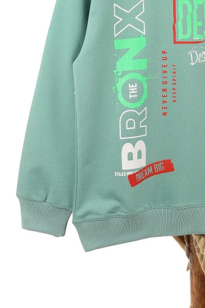 Su Yeşili (9-12 Yaş) Bronx Desire Baskılı Erkek Çocuk Sweat 150942