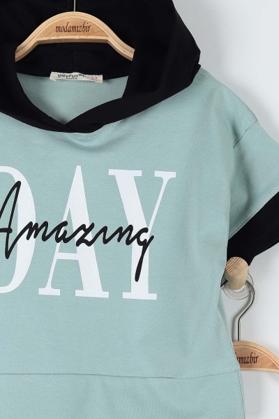 Su Yeşili (9-12 Yaş) Day Amazıng Baskılı Kız Çocuk Takım 180981