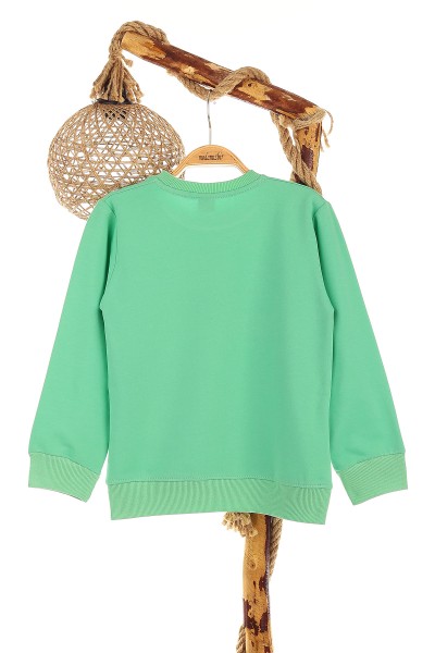 Su Yeşili (9-12 Yaş) Happy Baskılı Kız Çocuk Sweat 150986