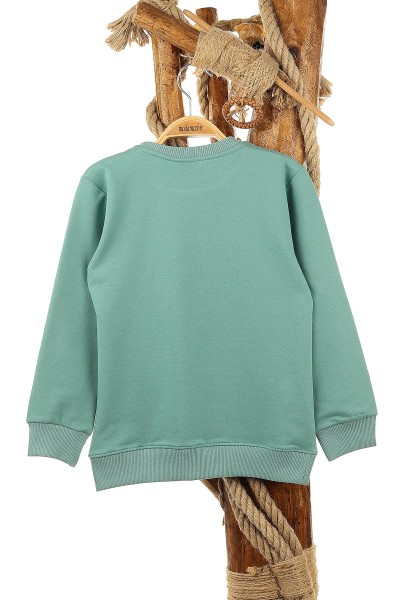 Su Yeşili (9-12 Yaş) Relax Baskılı Erkek Çocuk Sweat 150948