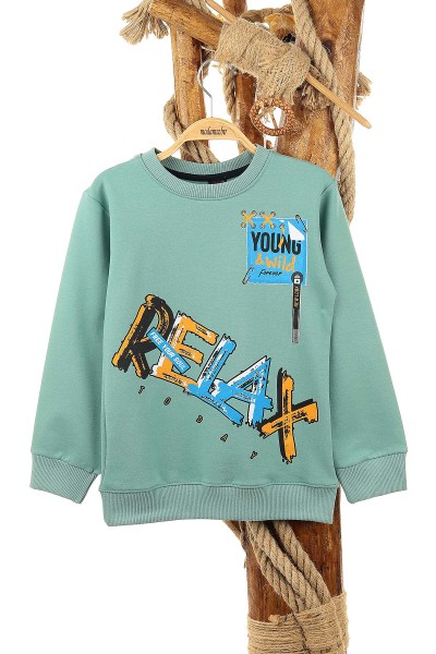su-yesili-9-12-yas-relax-baskili-erkek-cocuk-sweat-150948