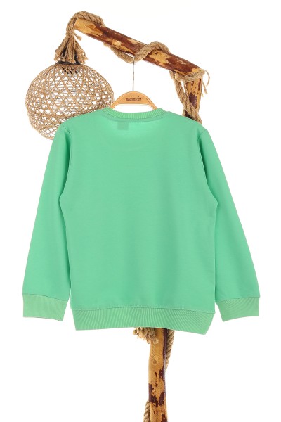 Su Yeşili (9-12 Yaş) Rose Baskılı Kız Çocuk Sweat 150959