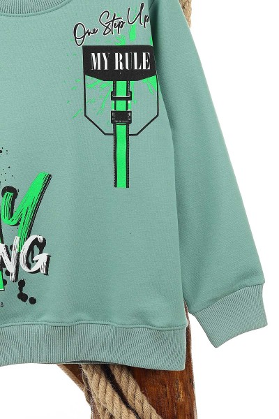Su Yeşili (9-12 Yaş) Stay Strong Baskılı Erkek Çocuk Sweat 150912