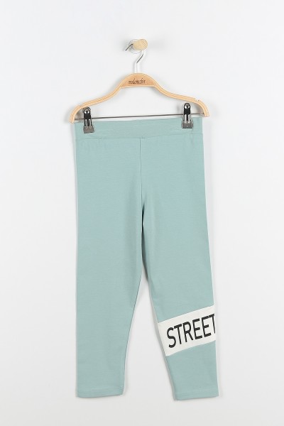 Su Yeşili (9-12 Yaş) Street Wear Baskılı Kapüşon Detaylı Kız Çocuk Takım 176956