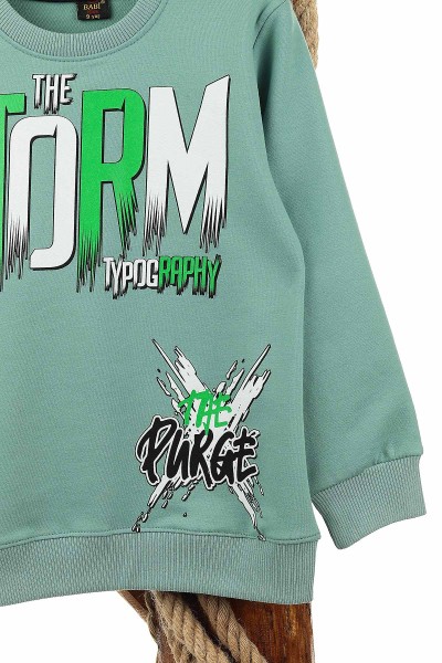 Su Yeşili (9-12 Yaş) The Storm Baskılı Erkek Çocuk Sweat 150954