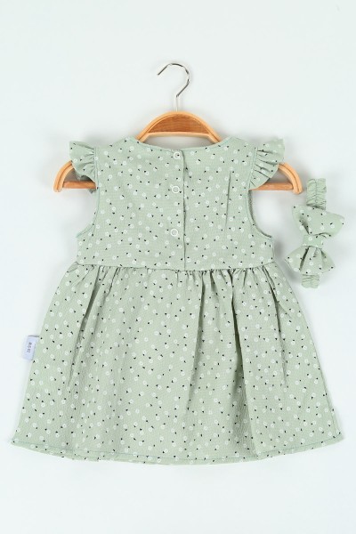 Su Yeşili (9-24 ay) Sırtı Çıt Çıtlı Kız Çocuk Elbise 120199