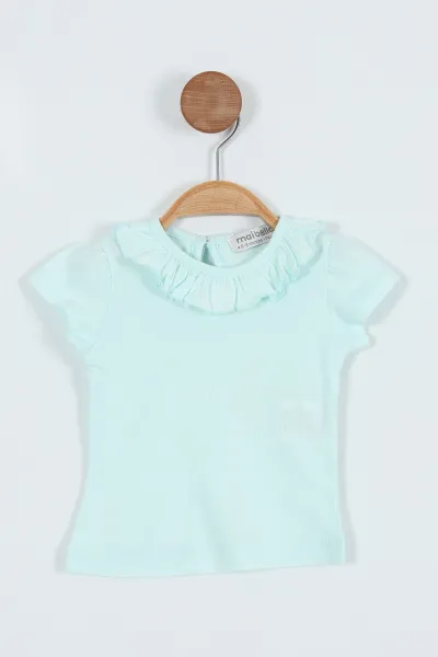 Su Yeşili (9-24 Ay) Sweet Nakışlı Tişörtlü Kız Bebek Kot Elbise 264038