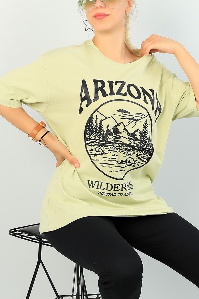 Su Yeşili Arizona Baskılı Bayan Tişört 69920