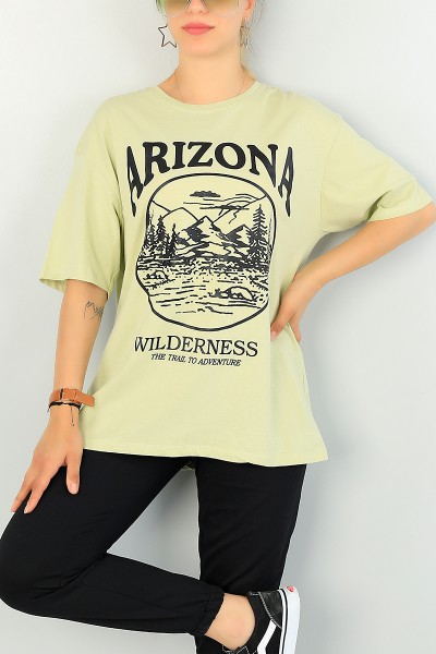 Su Yeşili Arizona Baskılı Bayan Tişört 69920