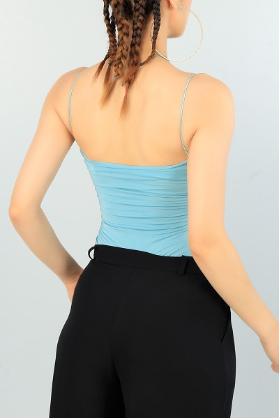 Su Yeşili Askılı Zıbın Bluz 67693