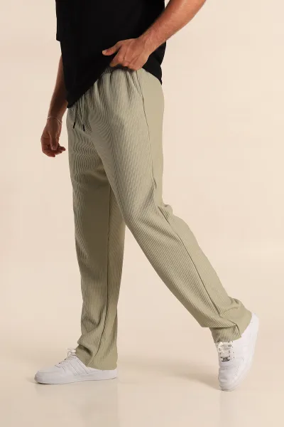 Su Yeşili Baggy Fit Bel Bağlamalı Kesik Paça Erkek Jogger Pantolon 280075