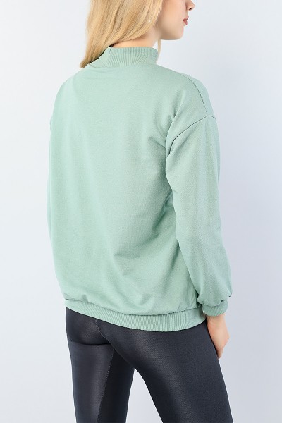 Su Yeşili Balıkçı Tasarım Bayan Sweat 75993