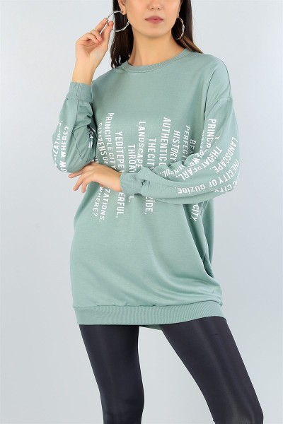 Su Yeşili Baskı Detay Sweat Tunik 43677