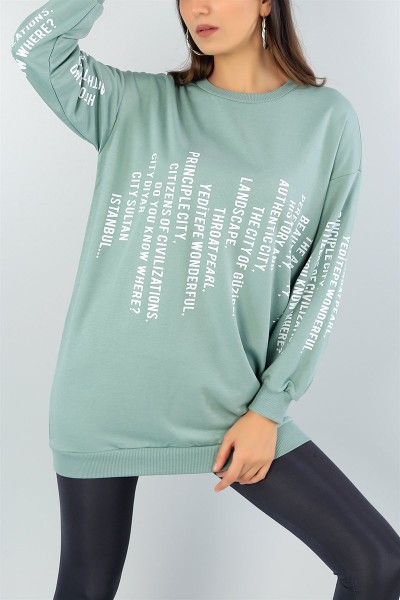 Su Yeşili Baskı Detay Sweat Tunik 43677