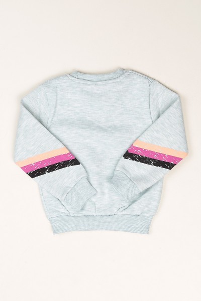 Su Yeşili Baskılı İçi Şardonlu Kız Çocuk Sweat 79469