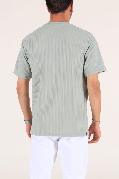 Su Yeşili Baskılı Oversize Erkek Tişört 177522