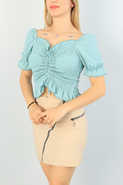 Su Yeşili Beli Gipeli Aerobin Bluz 65924