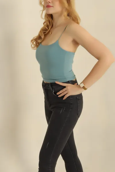 Su Yeşili İp Askılı Sandy Bluz 273129