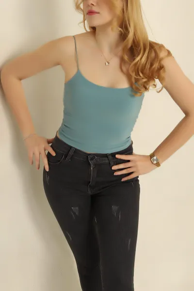 Su Yeşili İp Askılı Sandy Bluz 273129