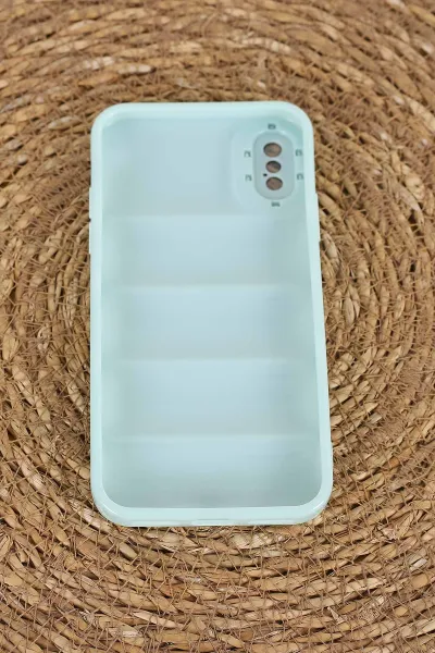 Su Yeşili iPhone XS Uyumlu Puffy Serisi Kamera Korumalı Silikon Telefon Kılıfı 403999