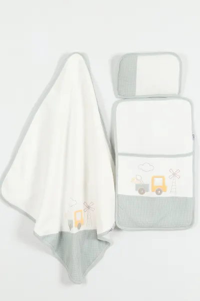 Su Yeşili Kamyon  Nakışlı 3'lü Bebek Alt Açma Seti 427776