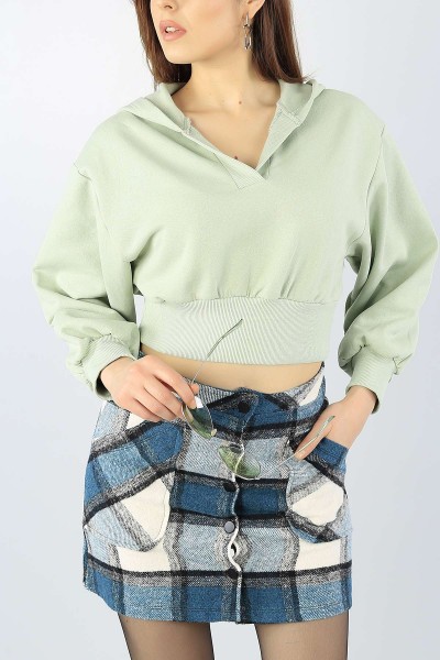 su-yesili-kapusonlu-uc-ip-bayan-crop-sweat-53566