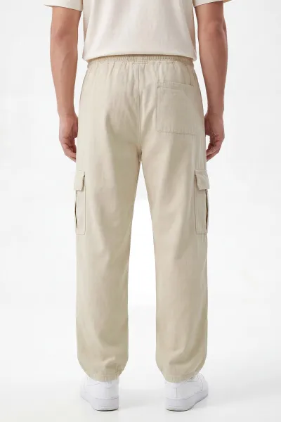Su Yeşili Keten Baggy Kargo Cepli Erkek Pantolon 456103