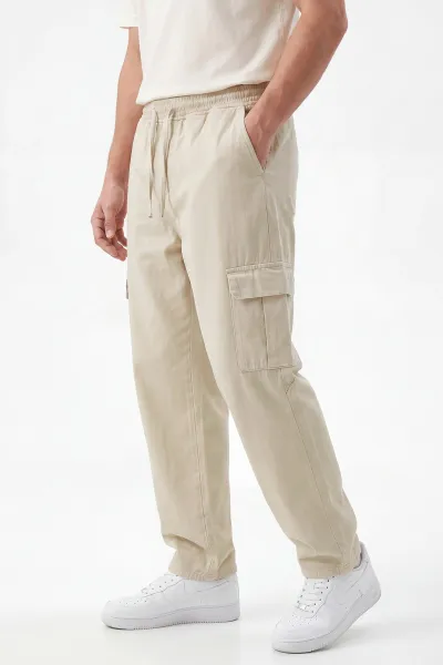 Su Yeşili Keten Baggy Kargo Cepli Erkek Pantolon 456103