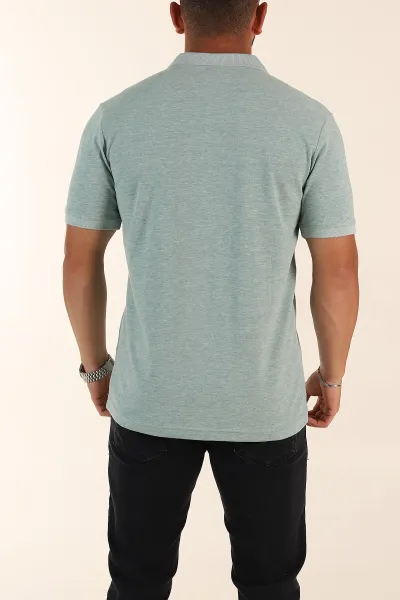 Su Yeşili Kırçıllı Regular Fit Basic Polo Yaka Erkek Tişört 372078