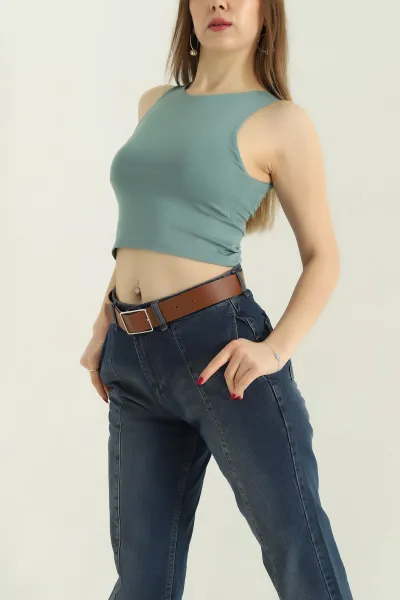 Su Yeşili Kolsuz Likralı Crop 335301