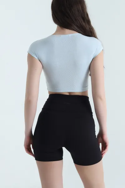 Su Yeşili Likralı Basic Buzzy Kadın Bluz 452576