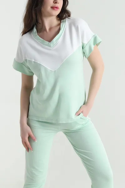 Su Yeşili Likralı Modal Kumaş Kadın İkili Takım 452933