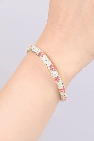 Su Yeşili  Nar Çiçeği Çiçek Model  Vintage Mineli  Kelepçe Bilezik 469109