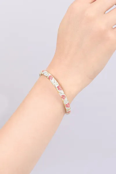 Su Yeşili  Nar Çiçeği Çiçek Model  Vintage Mineli  Kelepçe Bilezik 469109