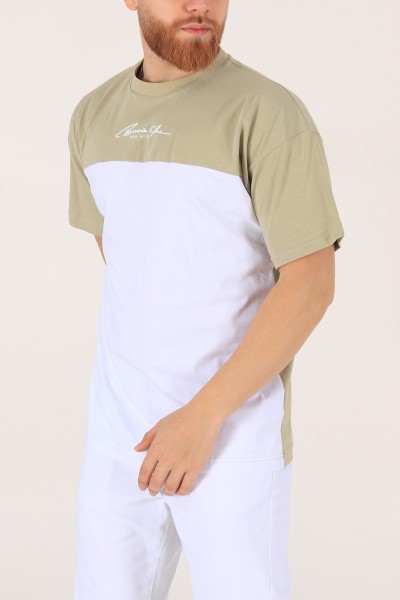 Su Yeşili Oversize Baskılı Erkek Tişört 171992