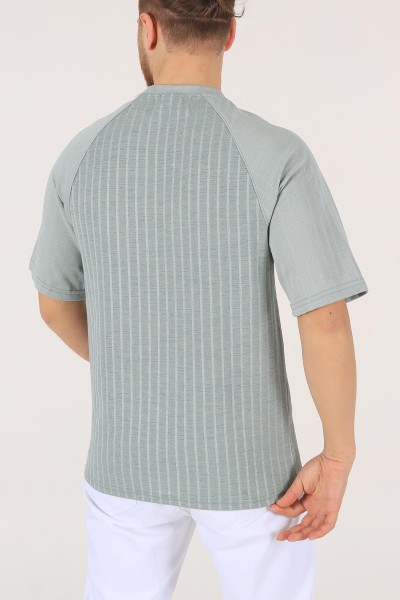 Su Yeşili Oversize Reglan Kol Baskılı Erkek Tişört 174339