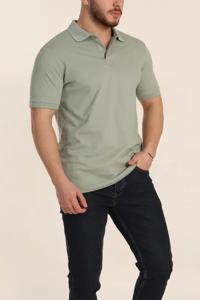 Su Yeşili Regular Fit Basic Polo Yaka Erkek Tişört 342468