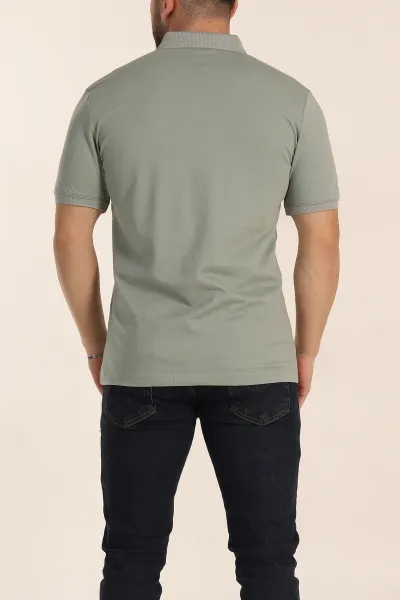 Su Yeşili Regular Fit Dokulu Polo Yaka Erkek Tişört 342496