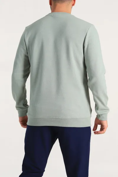 Su Yeşili Regular Fit İnterlok Kumaş Pike Doku Basic Erkek Sweatshirt 305431