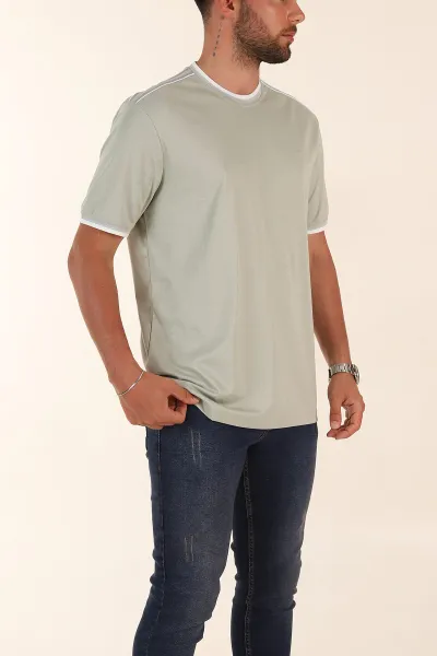 Su Yeşili Regular Fit Omuz Şerit Detaylı Erkek Tişört 372089