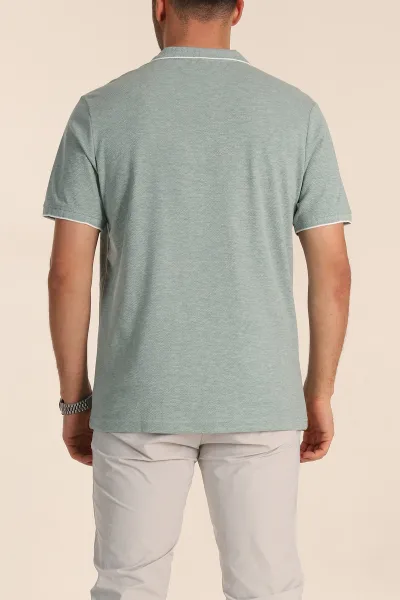 Su Yeşili Regular Fit Petek Dokulu Polo Yaka Erkek Tişört 349898