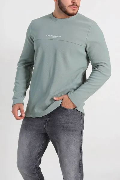 su-yesili-regular-fit-yazi-detay-erkek-sweatshirt-305882